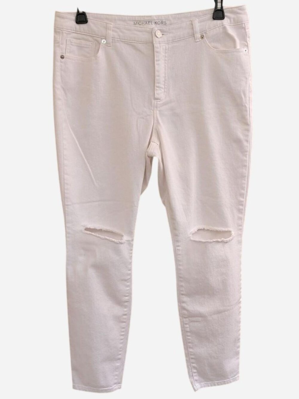Michael Kors White Ripped Skinny Jeans Women’s Size 14 Stretch Distressed Denim